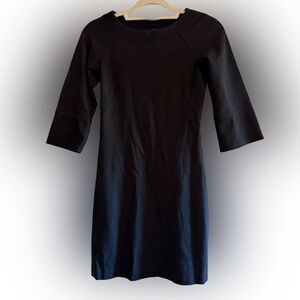 Vintage Theory 3/4 Sleeve Bateau Neck Shift Mini Dress Black Size 0